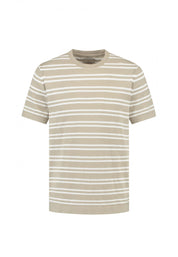 T-Shirt gestreift aus Baumwolle - 808-Aluminium - Beige