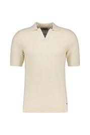 Strick-Poloshirt aus Baumwolle - 102-Offwhite - Creme