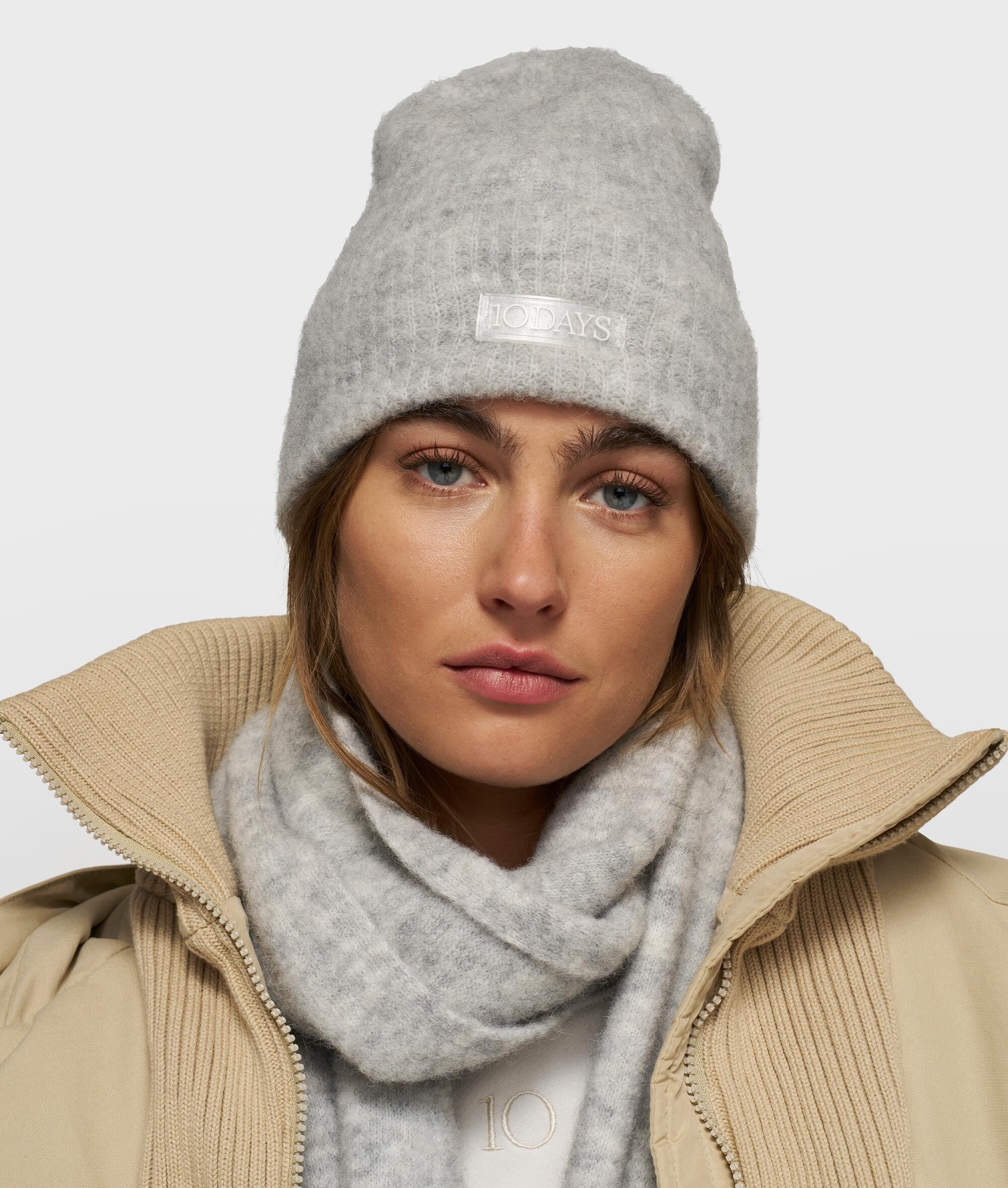 Strickmütze aus Alpakamix - 4001-light grey melee - Grau