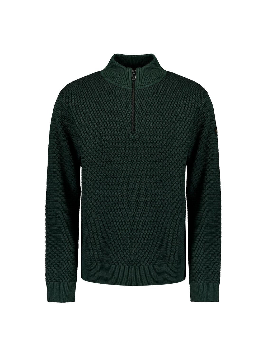 Strickpullover mit Troyerkragen - 052-Dark Green - Grün