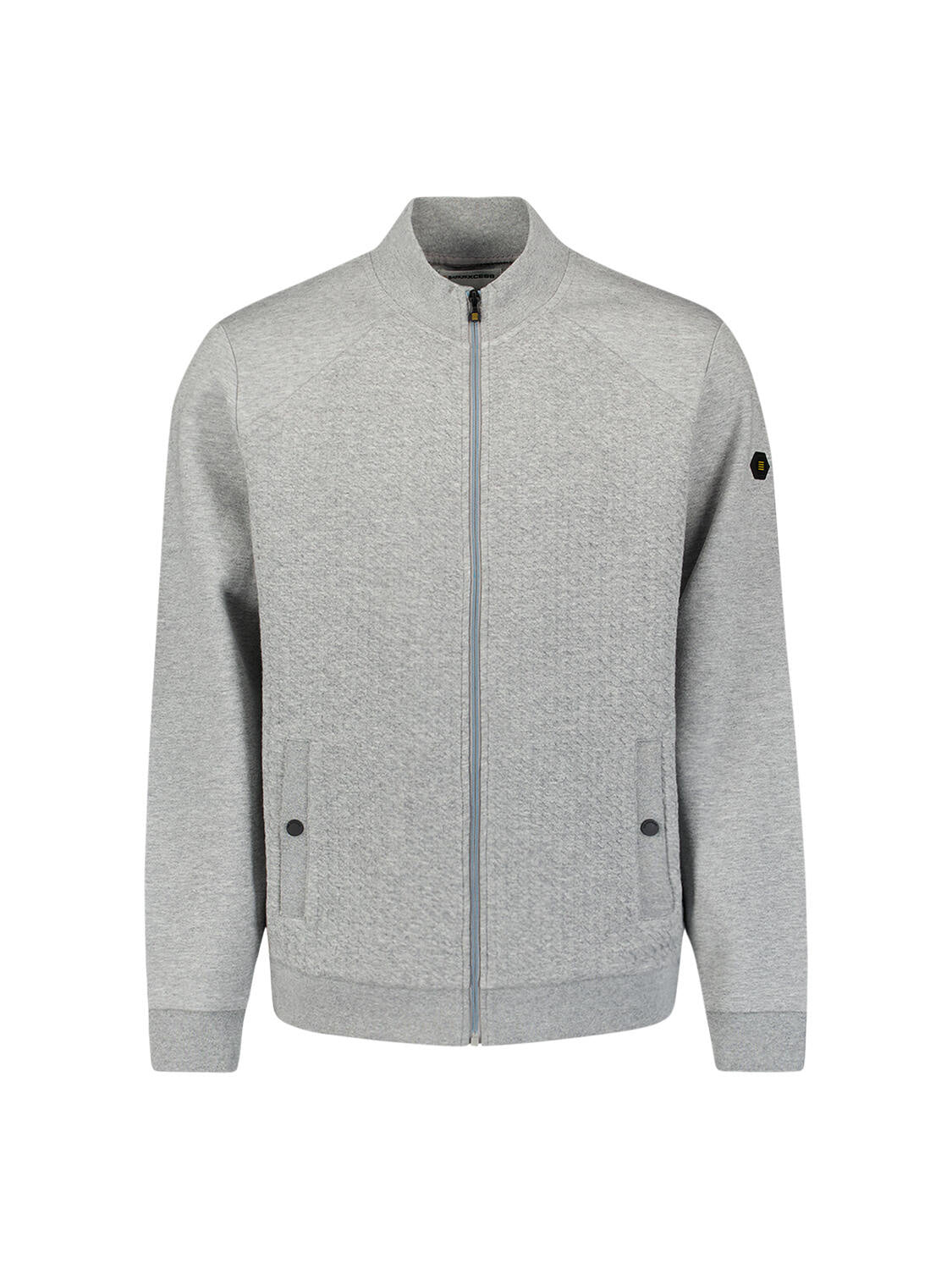 Sweatshirtjacke mit Stehkragen - 102-Grey Melange - Grau
