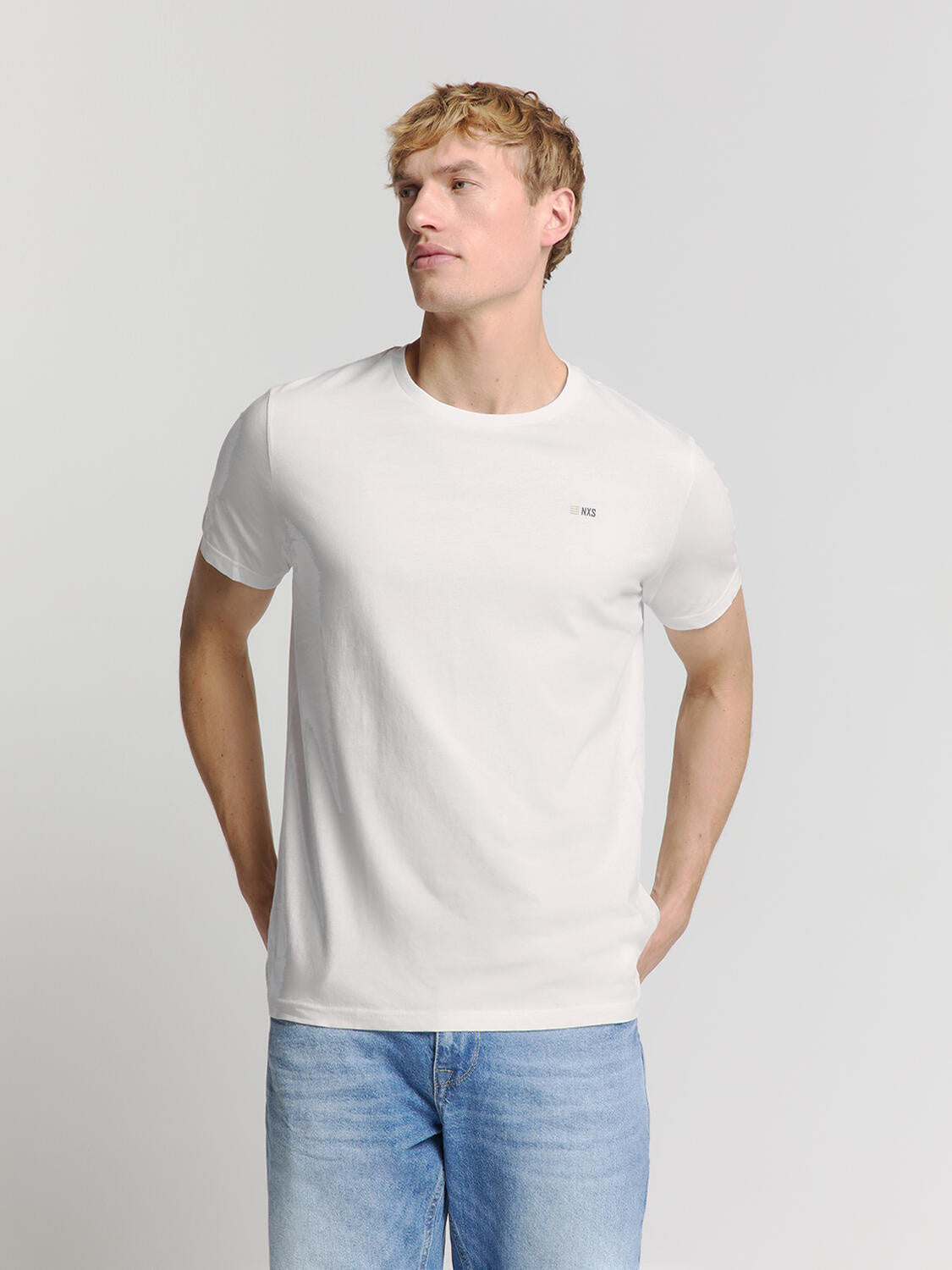 T-Shirt Rundhals - 010-White - Weiß