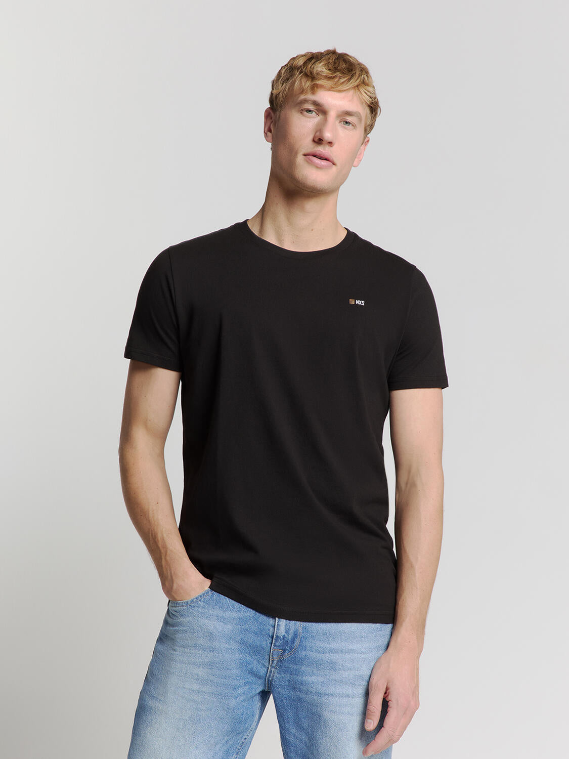 T-Shirt Rundhals - 020-Black - Schwarz