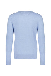 Feiner Strickpullover mit V-Ausschnitt - DV5-BLUE - Blau