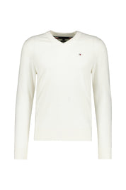 Feiner Strickpullover mit V-Ausschnitt - YBI-WHITE - Weiß