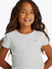 T-Shirt aus Rippstrick - YBR-WHITE - Weiß