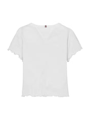 T-Shirt aus Rippstrick - YBR-WHITE - Weiß