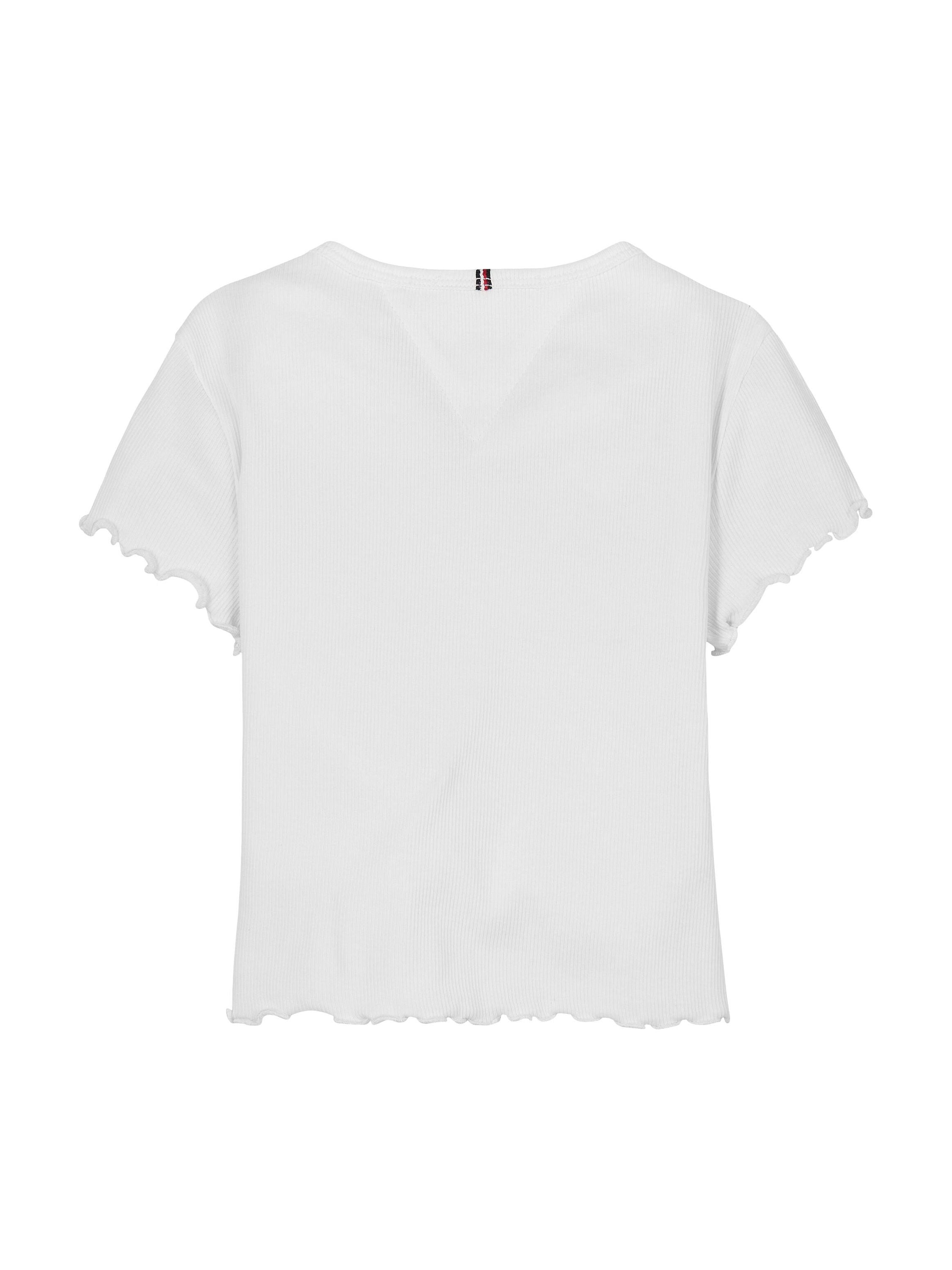 T-Shirt aus Rippstrick - YBR-WHITE - Weiß