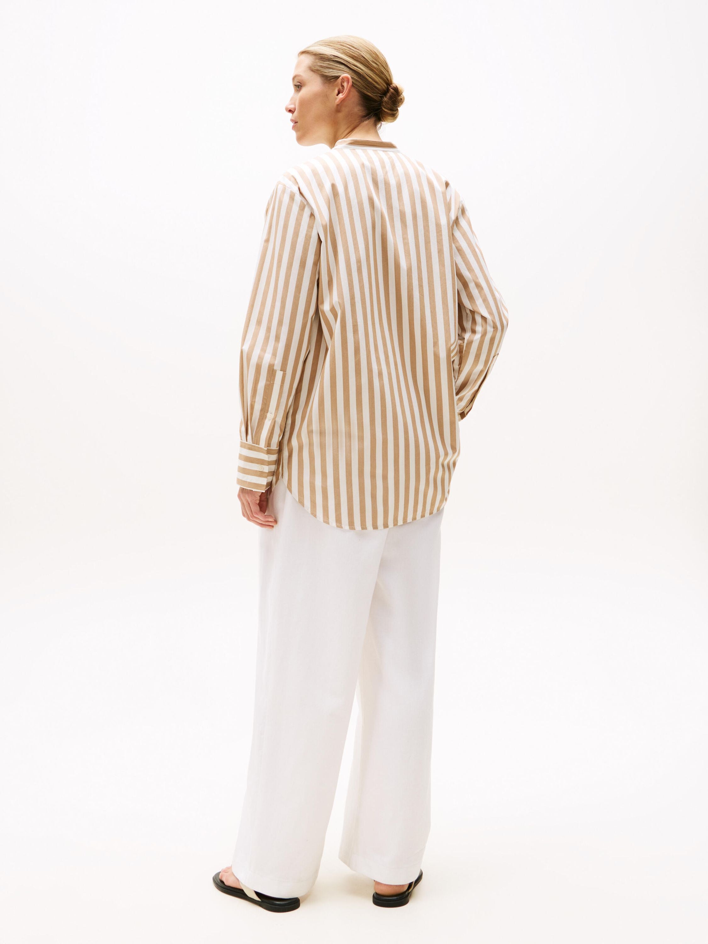 Poplin-Bluse aus Baumwolle - 0BJ-BROWN - Beige