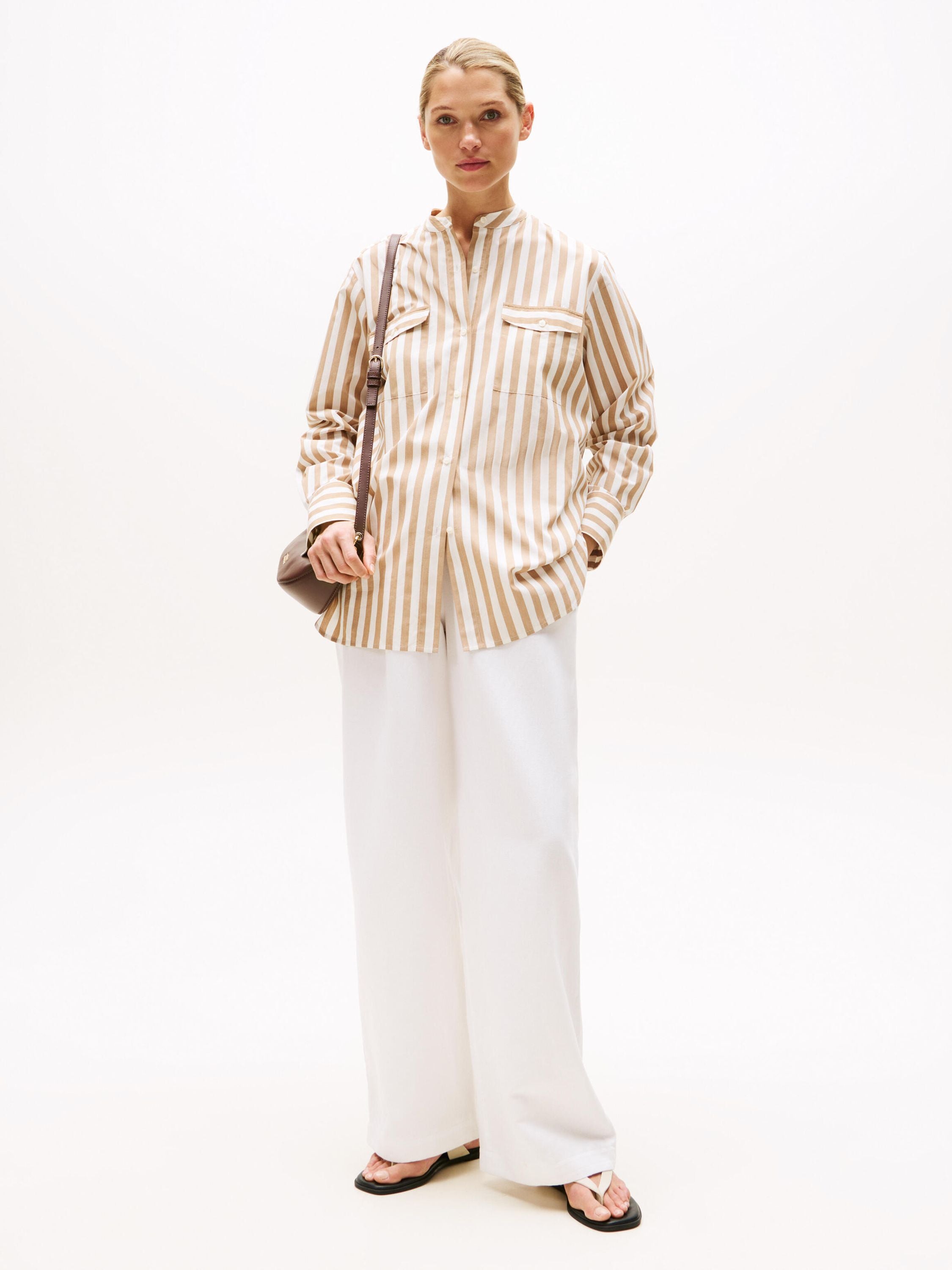 Poplin-Bluse aus Baumwolle - 0BJ-BROWN - Beige