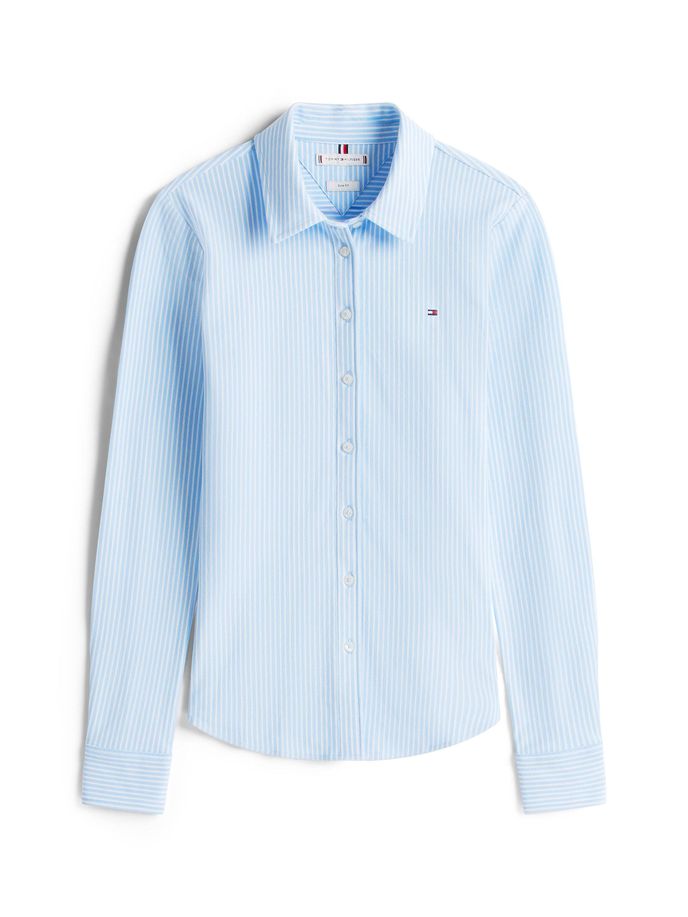 Hemdbluse aus Baumwolle - 0X6-BLUE - Blau