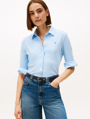 Hemdbluse aus Baumwolle - 0X6-BLUE - Blau