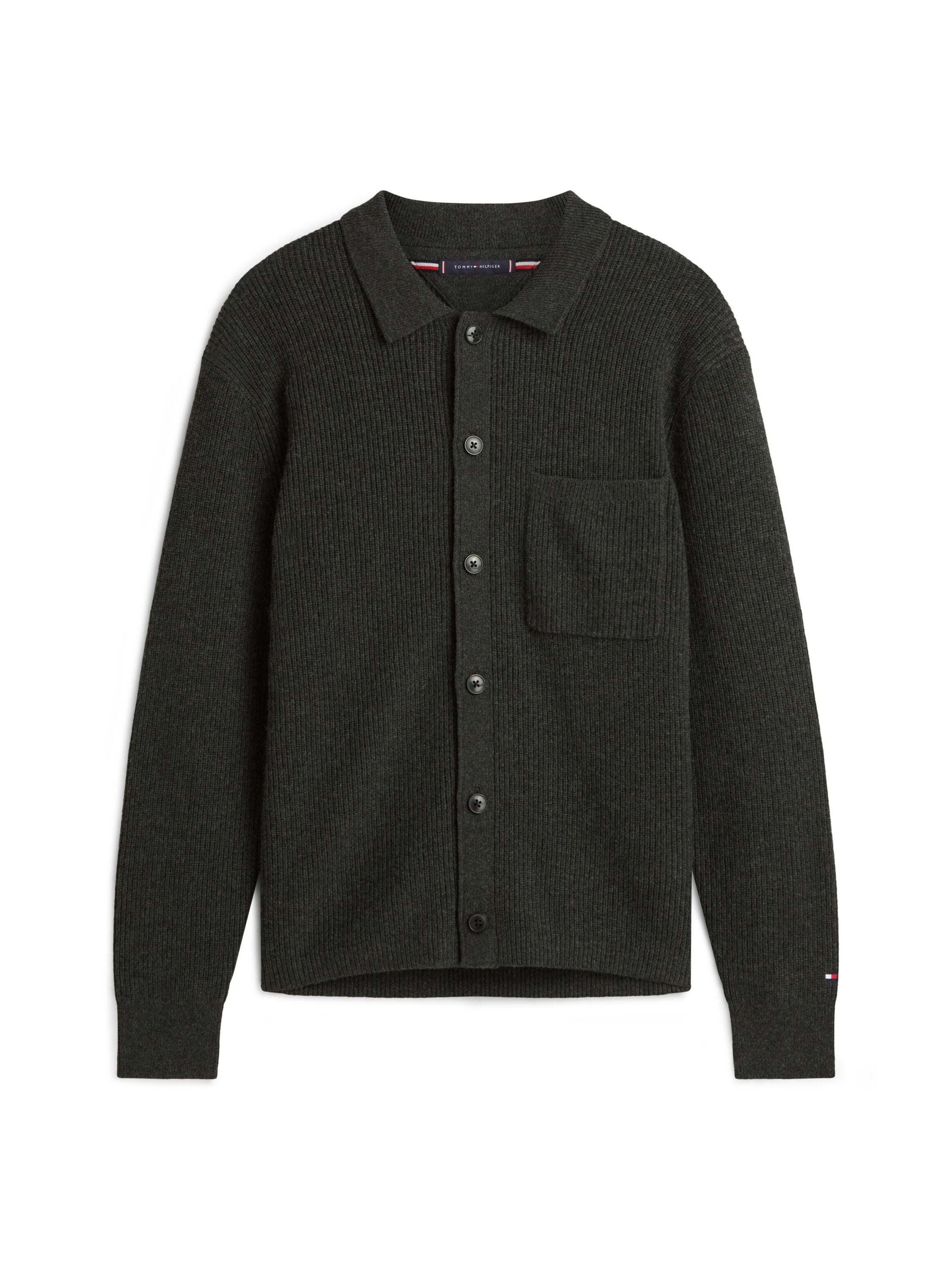 Strickjacke gerippt - P92-GREY - Grau