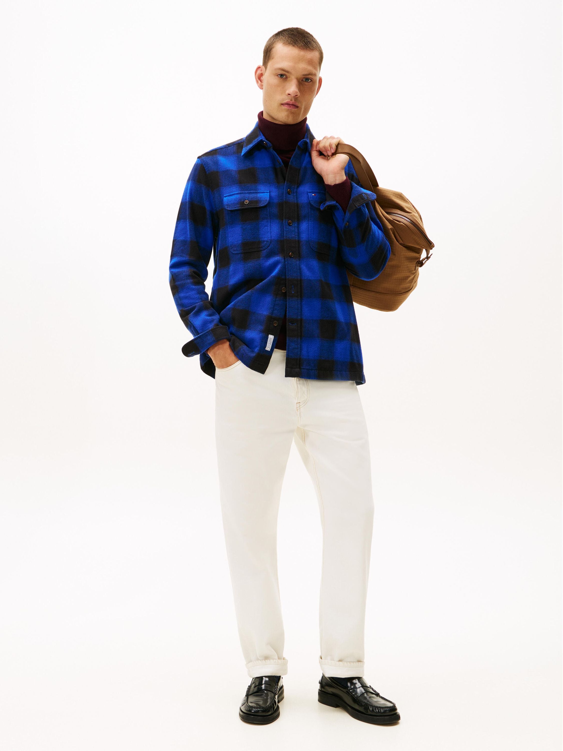 Flannel Hemd Regular Fit - 0MS-BLUE - Blau