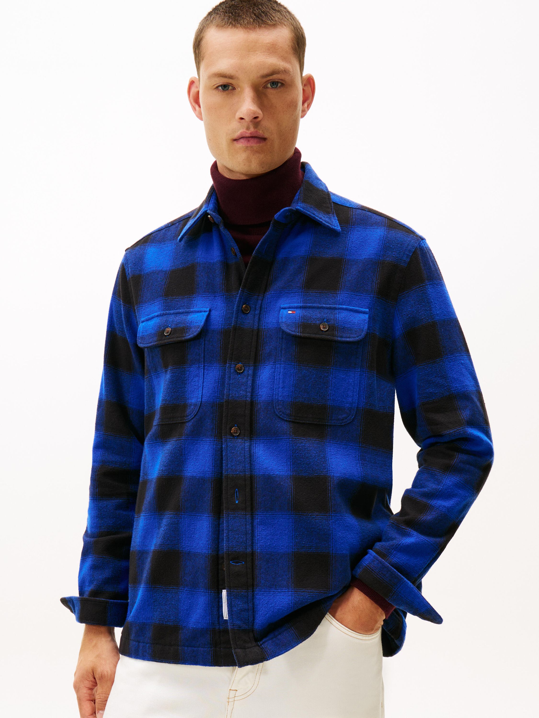 Flannel Hemd Regular Fit - 0MS-BLUE - Blau