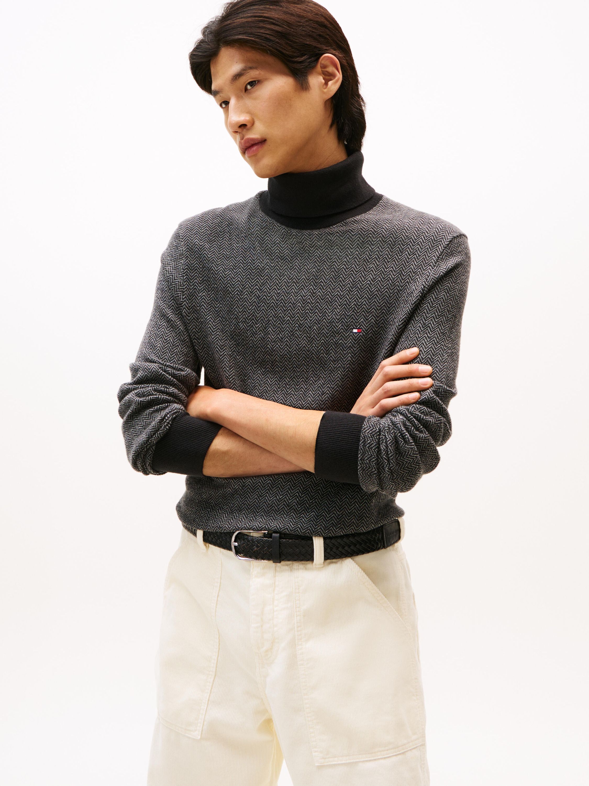 Strickpullover mit Rollkragen - 0IM-GREY - Grau