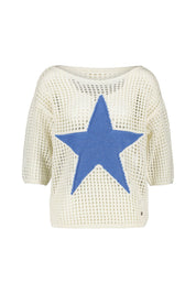 Strick-T-Shirt mit U-Boot-Ausschnitt