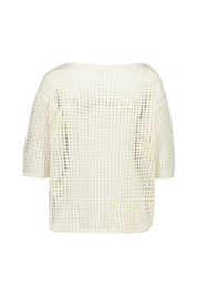 Strick-T-Shirt mit U-Boot-Ausschnitt