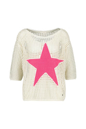 Strick-T-Shirt mit U-Boot-Ausschnitt