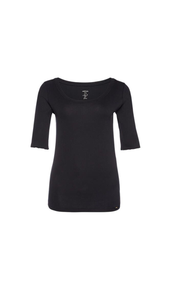 T-Shirt mit weitem Rundhalsausschnitt