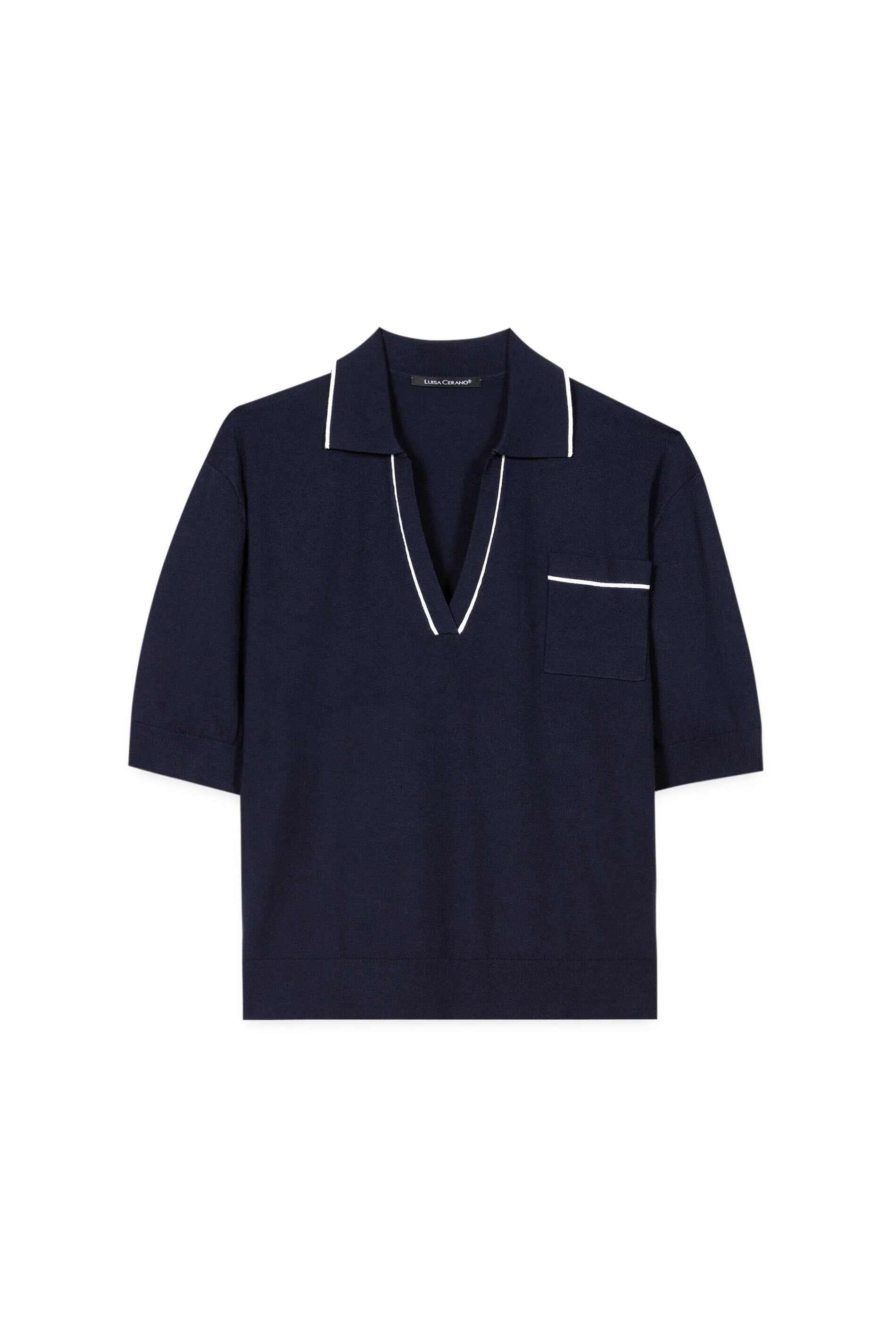 Polo-Feinstrick-Pullover aus Viskose