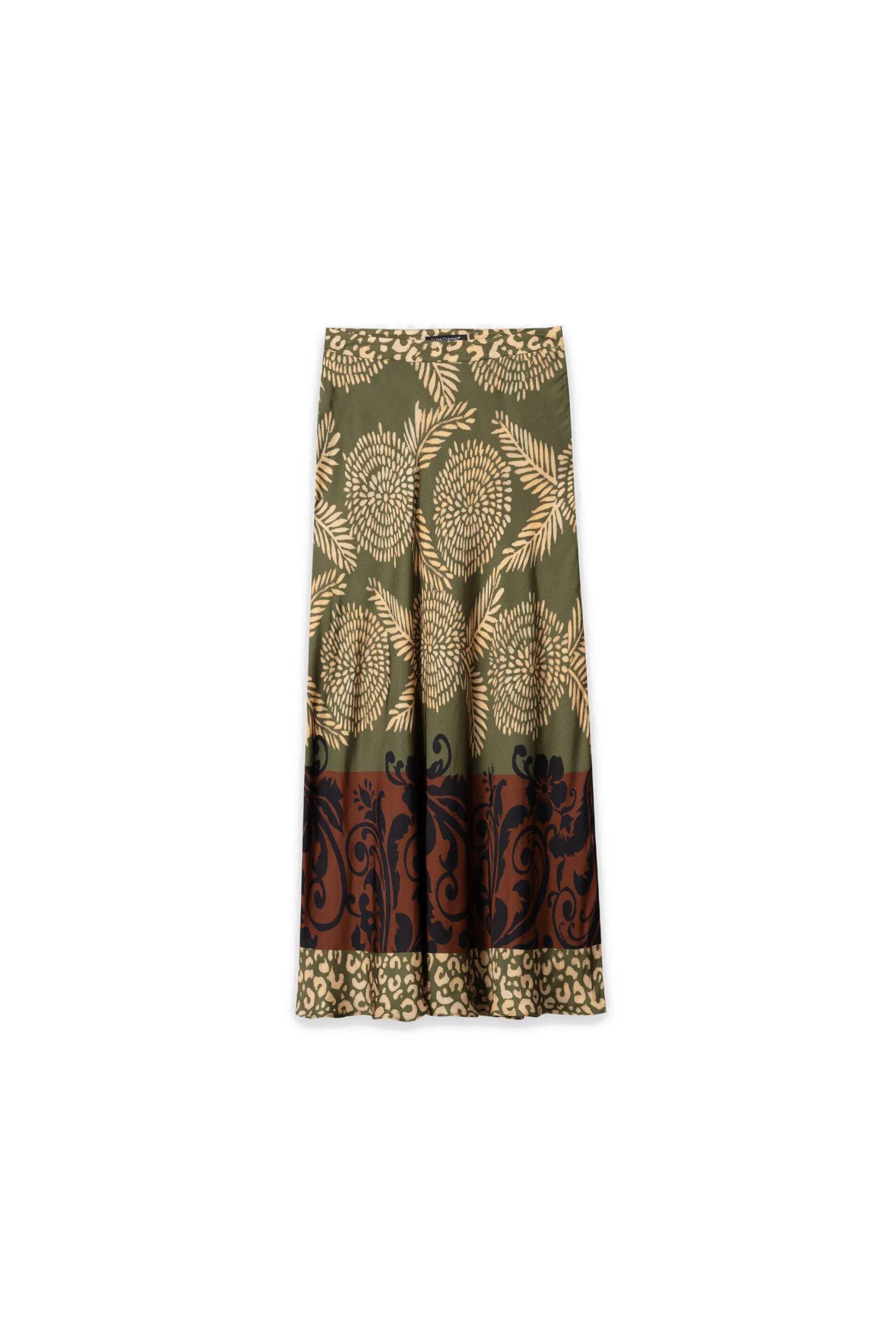 Satinrock Maxi mit Print