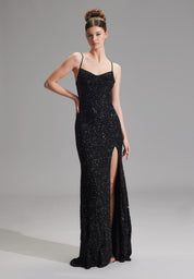 Abendkleid Maxi mit Pailletten