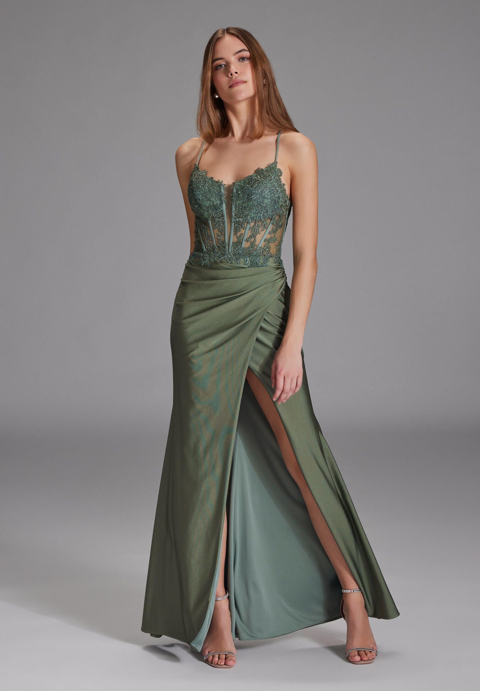 Bodycon-Kleid Maxi mit Spitzenstickerei
