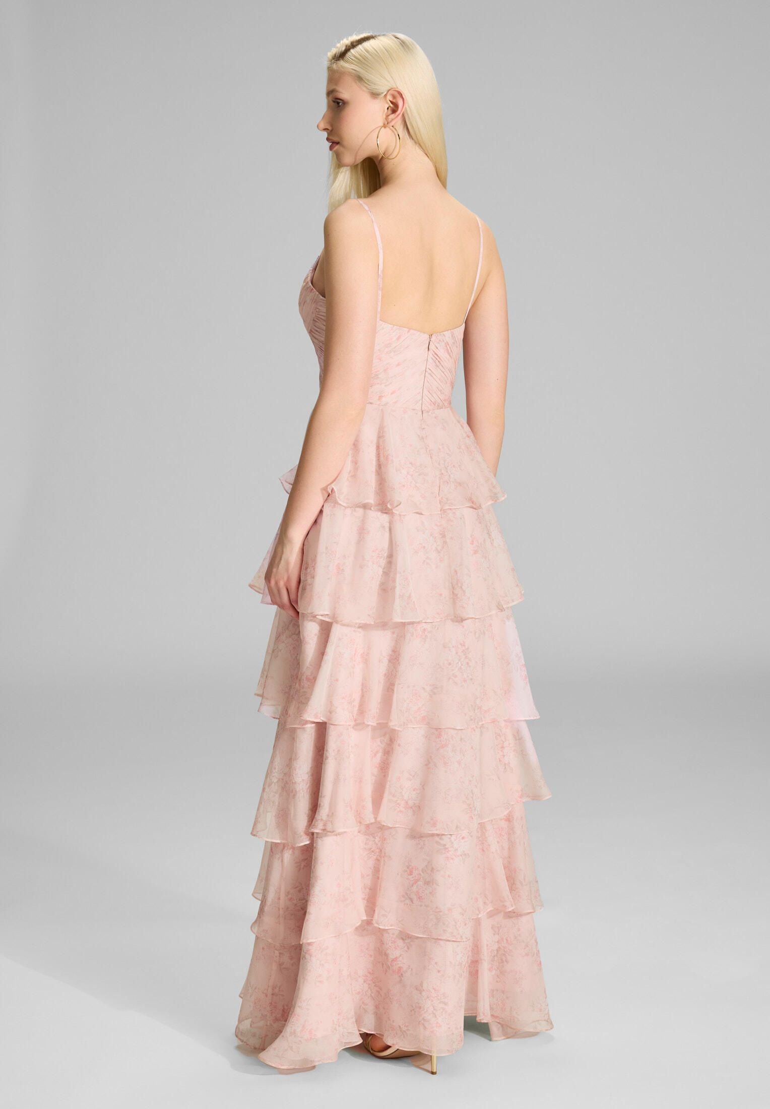 Volantkleid Maxi aus Chiffon