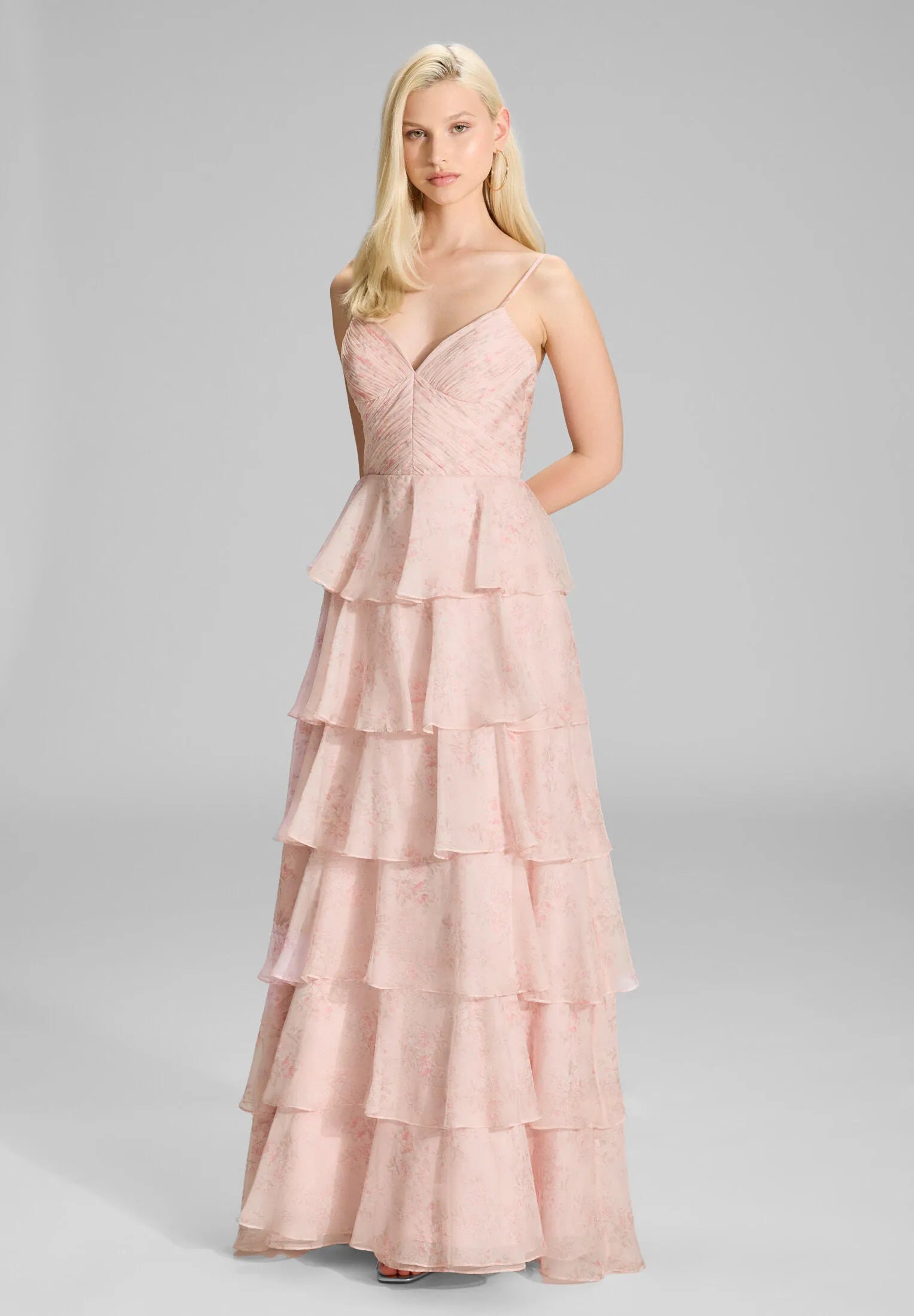Volantkleid Maxi aus Chiffon