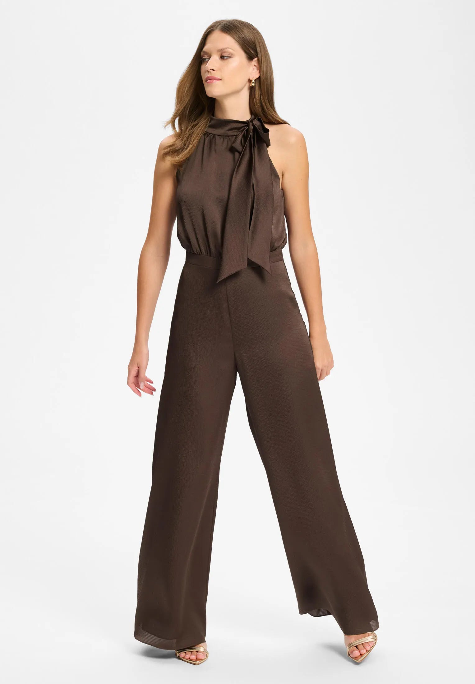 Satin-Jumpsuit mit Schluppe