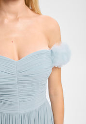 Off-Shoulder Abendkleid mit Blumenapplikation