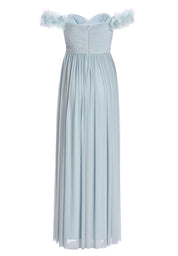 Off-Shoulder Abendkleid mit Blumenapplikation