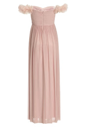 Off-Shoulder Abendkleid mit Blumenapplikation