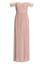Off-Shoulder Abendkleid mit Blumenapplikation
