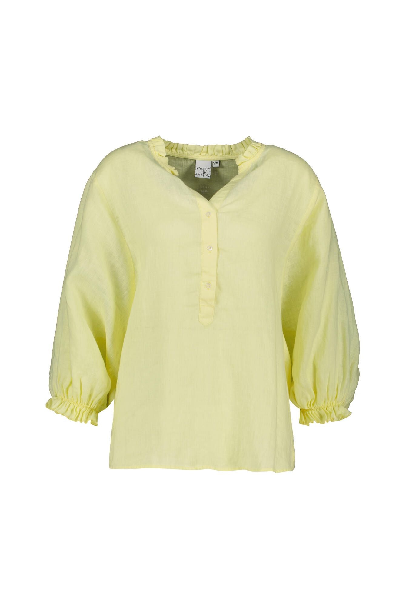 Leinenbluse mit Ballonärmeln