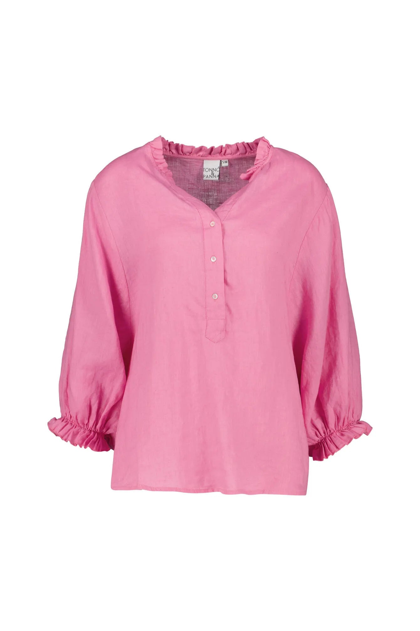 Leinenbluse mit Ballonärmeln
