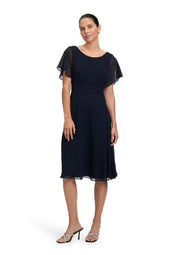 Chiffon-Cocktailkleid mit Volantärmeln