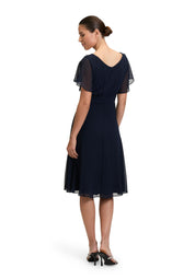 Chiffon-Cocktailkleid mit Volantärmeln