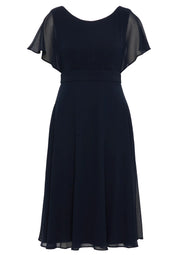Chiffon-Cocktailkleid mit Volantärmeln