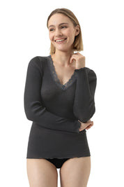 Langarmshirt aus Rippstrick