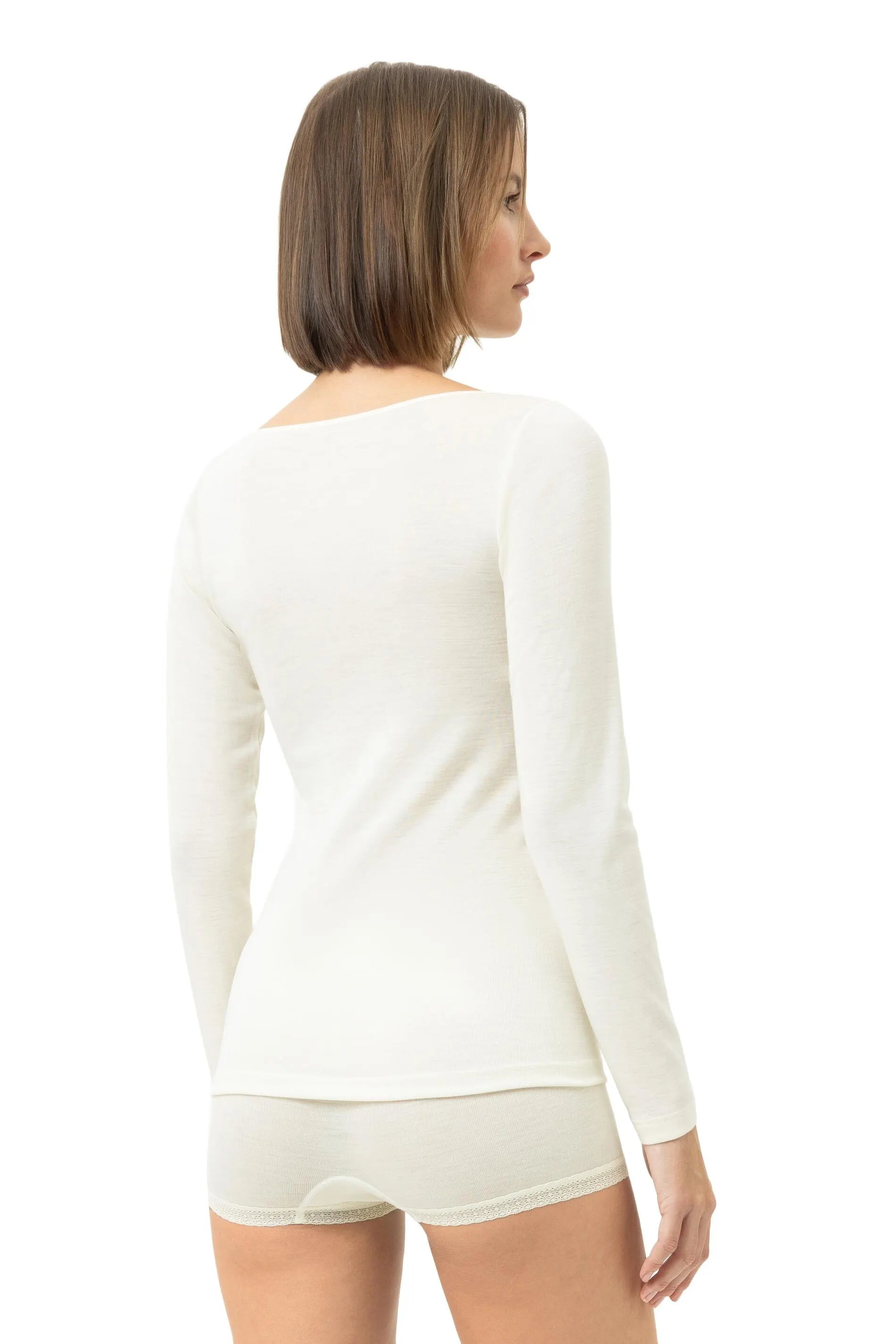 Langarmshirt aus Schurwoll-Seide-Mix