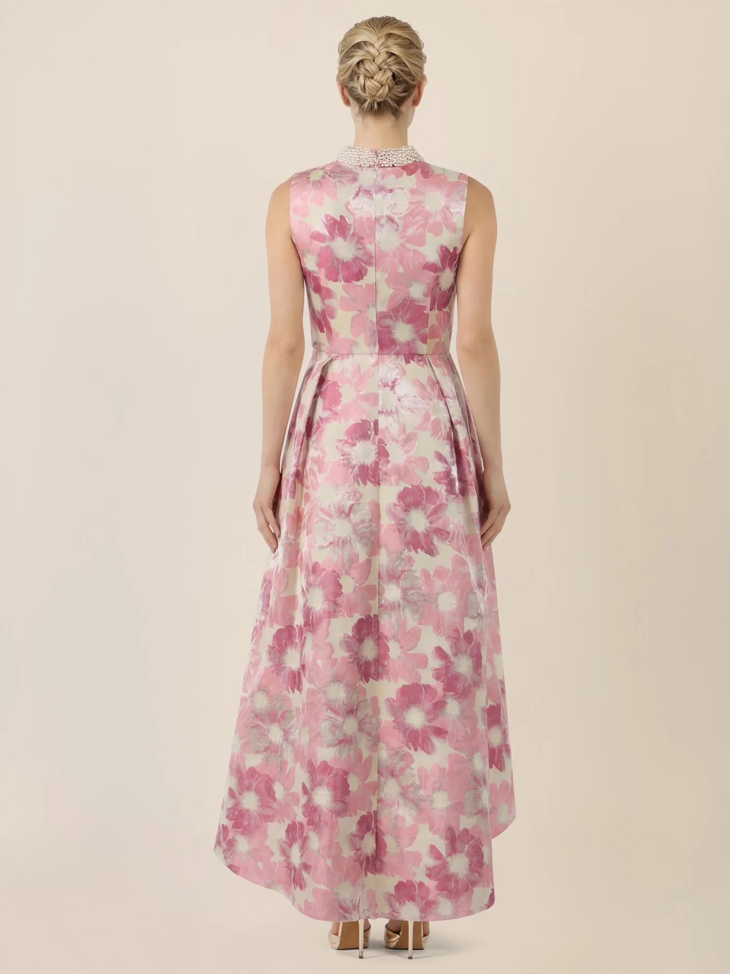 Abendkleid Midi mit Perlenkragen