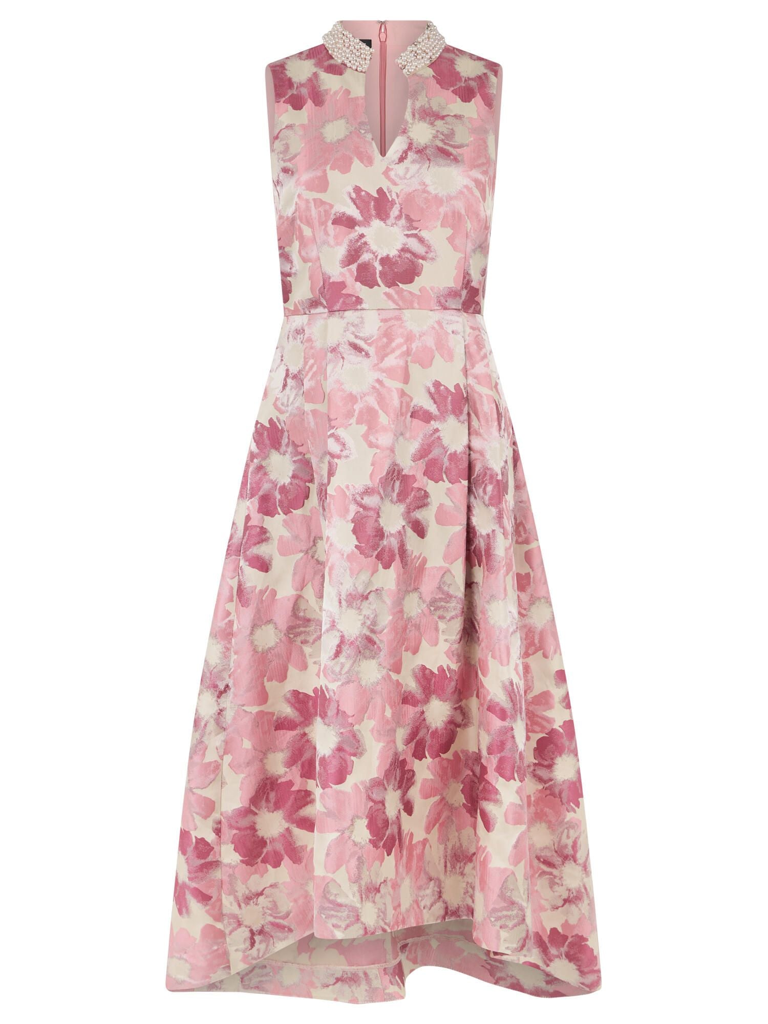 Abendkleid Midi mit Perlenkragen