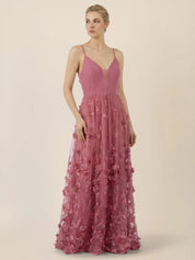 Abendkleid Maxi mit 3D-Blüten