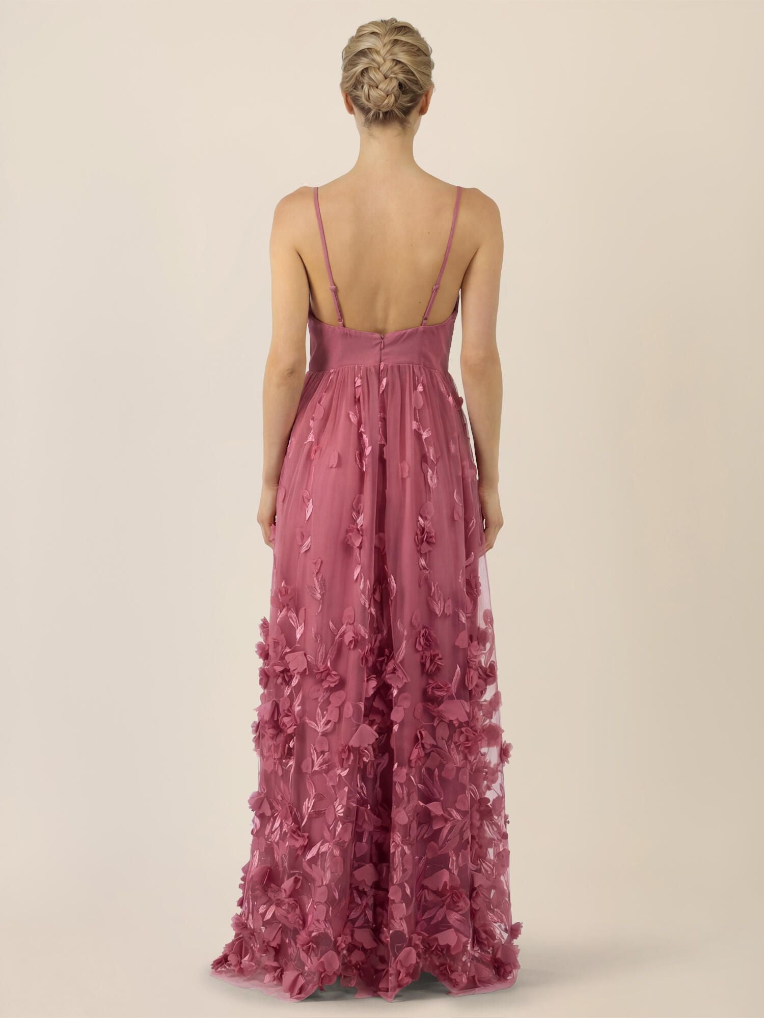 Abendkleid Maxi mit 3D-Blüten