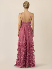 Abendkleid Maxi mit 3D-Blüten