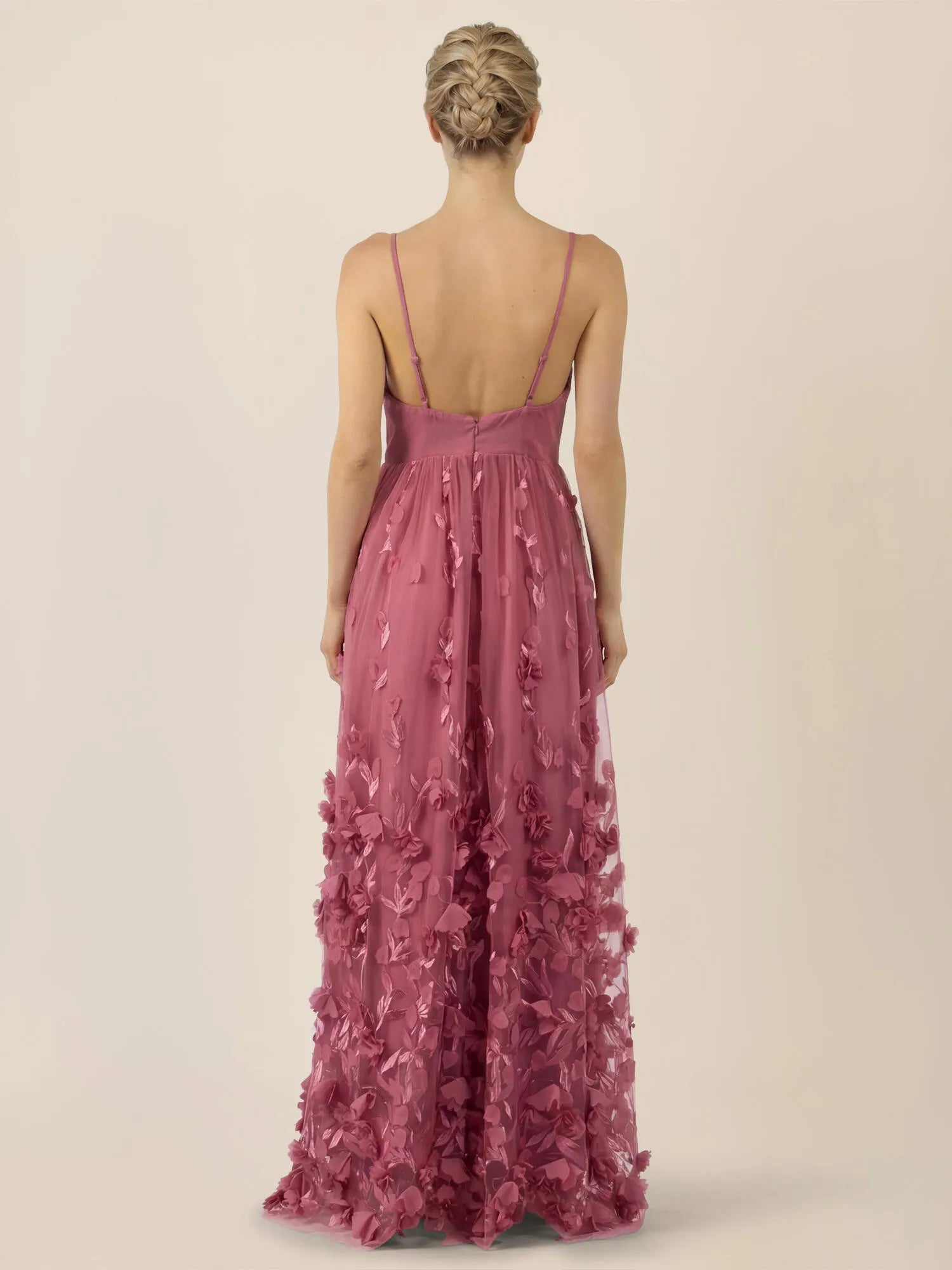Abendkleid Maxi mit 3D-Blüten