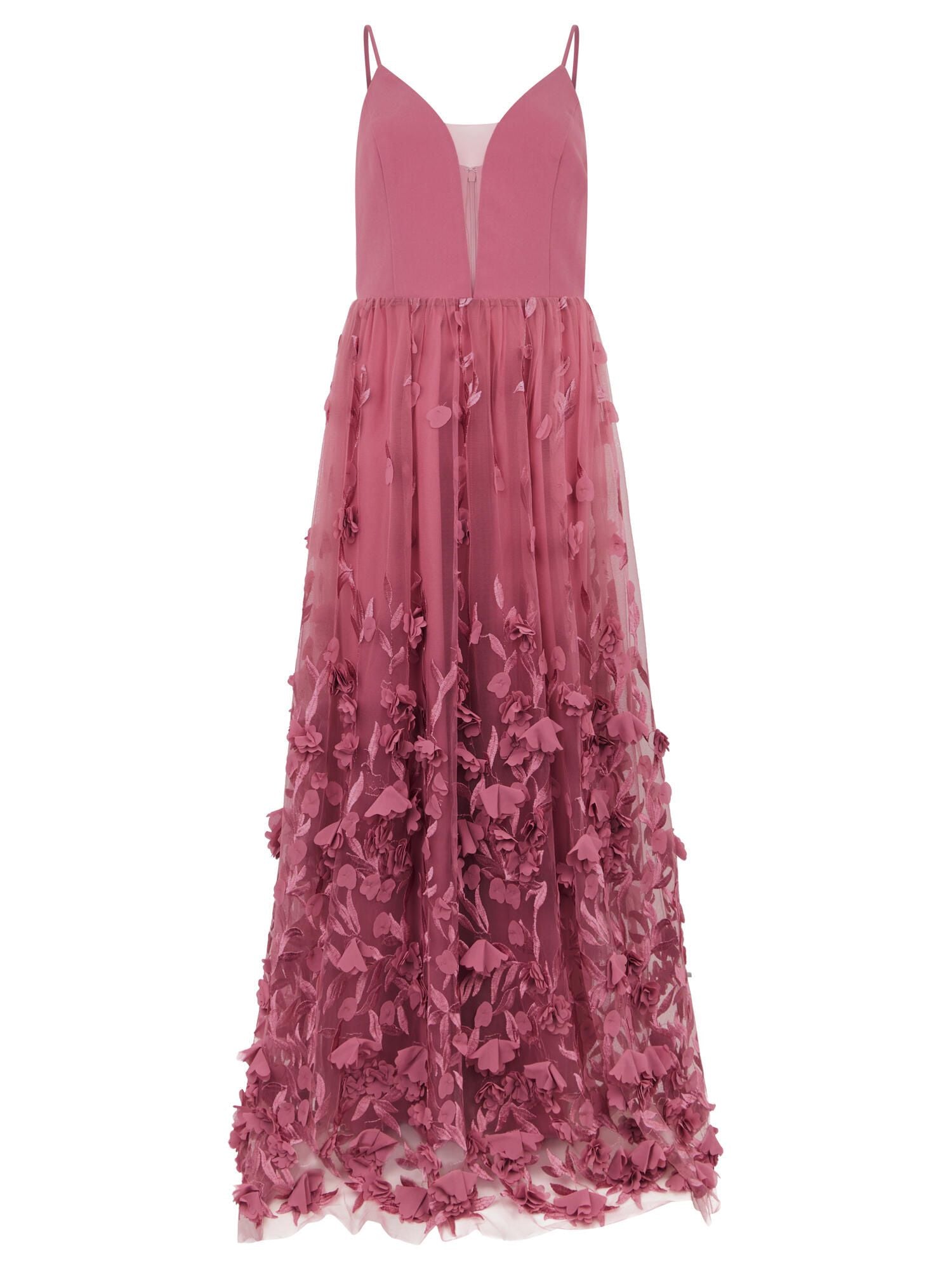 Abendkleid Maxi mit 3D-Blüten