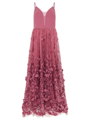 Abendkleid Maxi mit 3D-Blüten